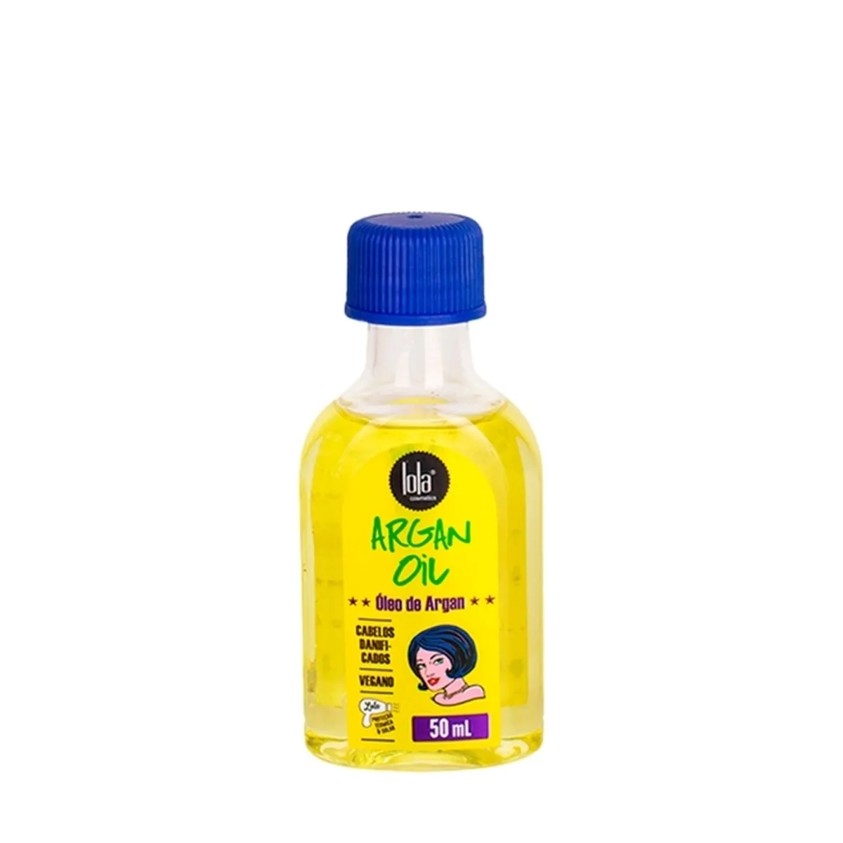 Frasco amarelo do Lola Cosmetics Argan Oil Óleo 50 mL